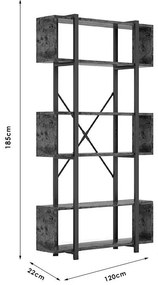 Βιβλιοθήκη Graham καρυδί-μαύρο 120x22x185εκ