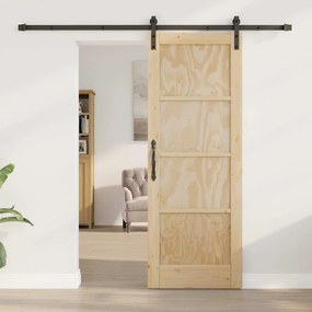 vidaXL Συρόμενη Πόρτα Φυσικό και μαύρο 73.5 x 198.5 εκ.