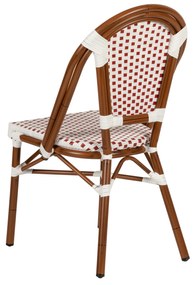 Καρέκλα Κήπου MUTARAZI Λευκό/Κόκκινο/Μπαμπού Αλουμίνιο/Rattan 50x57x85cm