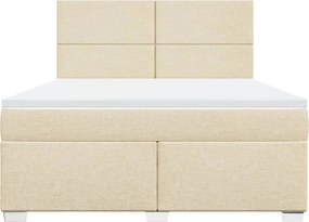 vidaXL Κρεβάτι Boxspring με Στρώμα Κρεμ 180x200 εκ. Υφασμάτινο