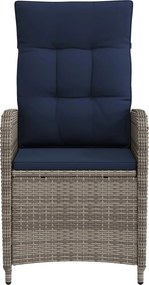 vidaXL Ανακλινόμενη καρέκλα κήπου Γκρι και Navy Blue