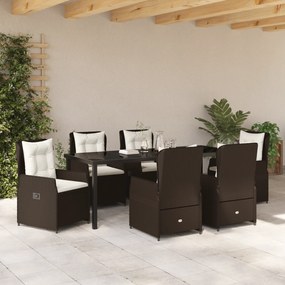 vidaXL Σετ Τραπεζαρίας Κήπου 7 Τεμαχίων  Καφέ Ρατάν Πολυ