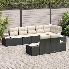 vidaXL Σετ Καναπέ Κήπου 8 pcs Μαύρο και κρεμ 319 x 154 x 85 εκ.