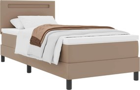 vidaXL Κρεβάτι με ελατήρια Καπουτσίνο 90 x 190 cm Τεχνητό δέρμα