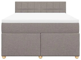 vidaXL Κρεβάτι Boxspring με Στρώμα Taupe 140x190 εκ. Υφασμάτινο