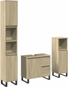 vidaXL Σετ Επίπλων Μπάνιου 3 Τεμαχίων Sonoma Δρυς Επεξεργασμένο Ξύλο