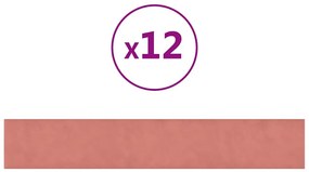 vidaXL Πάνελ Τοίχου 12 τεμ. Ροζ 90x15 εκ. 1,62 μ² Βελούδινα