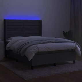 ΚΡΕΒΑΤΙ BOXSPRING ΜΕ ΣΤΡΩΜΑ &amp; LED ΣΚ.ΓΚΡΙ 140X200 ΕΚ ΥΦΑΣΜΑΤΙΝΟ 3138398