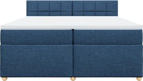 vidaXL Κρεβάτι Boxspring με Στρώμα Μπλε 200x200 εκ. Υφασμάτινο
