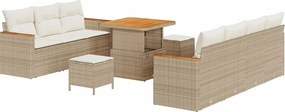 vidaXL Σετ Καναπέ Κήπου 10 pcs Μπεζ συνθετικό ρατάν