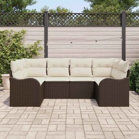 vidaXL Σετ Καναπέ Κήπου με αποθήκευση 6 pcs Καφέ και λευκό Πολυ ράταν