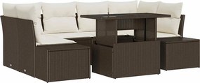 vidaXL Σετ Καναπέ Κήπου με μαξιλάρι 7 pcs Καφέ και Κρέμα