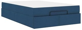 vidaXL Σκελετός Κρεβατιού με στρώμα Μπλε 120 x 200 cm ύφασμα