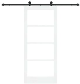 vidaXL Συρόμενη Πόρτα Λευκό 86 x 198.5 cm Ξύλο και μέταλλο
