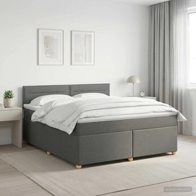 vidaXL Κρεβάτι box spring με στρώμα Σκούρο Γκρι 140 x 190 cm Ύφασμα