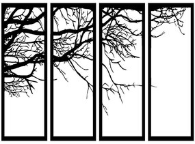 Διακοσμητικό Τοίχου Tree (Σετ 4Τμχ) 579LDN1159 25x50cm Black Wallity Μέταλλο