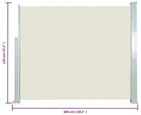 vidaXL Σκίαστρο Πλαϊνό Συρόμενο Κρεμ 120 x 300 εκ.