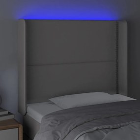 Κεφαλάρι Κρεβατιού LED Γκρι 83x16x118/128 εκ. Συνθετ. Δέρμα 3123984