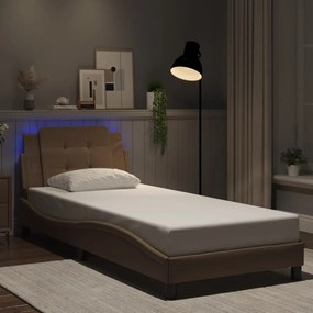 Πλαίσιο Κρεβατιού με LED Καπουτσίνο 90x190 εκ. Συνθετικό Δέρμα