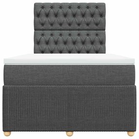 vidaXL Κρεβάτι Boxspring με Στρώμα Σκούρο Γκρι 120x190 εκ Υφασμάτινο