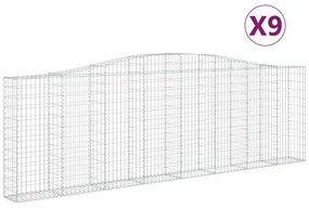 vidaXL Συρματοκιβώτια Τοξωτά 9 τεμ. 400x30x120/140 εκ. Γαλβαν. Ατσάλι