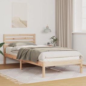 vidaXL Σκελετός Κρεβατιού Καφέ 90 x 210 cm Μασίφ ξύλο πεύκου
