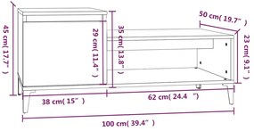 Τραπεζάκι Σαλονιού Μαύρο 100x50x45 εκ. Επεξεργασμένο Ξύλο - Μαύρο