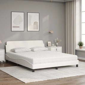 vidaXL Κρεβάτι με Στρώμα Dover Λευκό 160x200εκ.από Συνθετικό Δέρμα