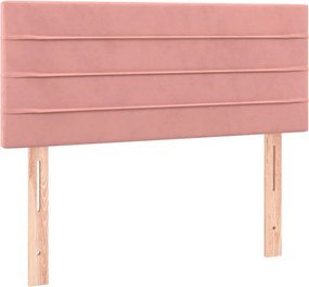 vidaXL Κρεβάτι Boxspring με Στρώμα Ροζ 120x200 εκ. Βελούδινο