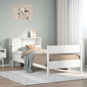 vidaXL Κρεβάτι Βιβλιοθήκη Χωρίς Στρώμα Λευκό 75x190 εκ Μασίφ Πεύκο