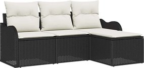 vidaXL Σετ Καναπέ Κήπου με μαξιλάρι 4 pcs Μαύρο Πολυ ράταν