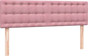 vidaXL Κρεβάτι Boxspring με Στρώμα Ροζ 140x210 εκ. Βελούδινο