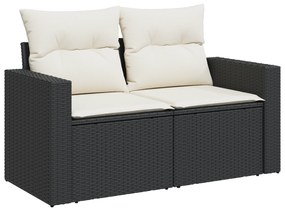 vidaXL 12 Τεμαχίων Σετ Καναπέ Κήπου με Μαξιλάρια Μαύρο Πολυ Ρατάν