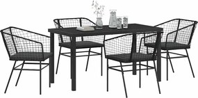 vidaXL Σέτ φαγητού για κήπο 5 pcs Μαύρο συνθετικό ρατάν