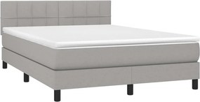 vidaXL Κρεβάτι Boxspring με Στρώμα &amp; LED Αν.Γκρι 140x200 εκ Υφασμάτινο