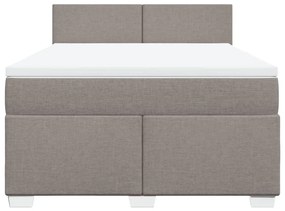 Κρεβάτι Boxspring με Στρώμα Taupe 140x190 εκ. Υφασμάτινο - Μπεζ-Γκρι