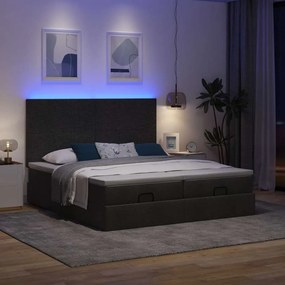 VidaXL Οθωμανικό κρεβάτι με στρώματα & LEDs Μαύρο 200x200cm ύφασμα