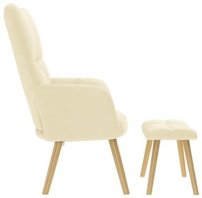 vidaXL Πολυθρόνα Relax Κρεμ Υφασμάτινη με Υποπόδιο