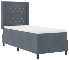 vidaXL Κρεβάτι Box Spring LED με Στρώμα Argyle Σκούρο γκρι 80 x 200 cm