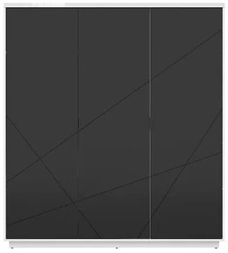 Ντουλάπα Boston CE116, Μαύρο ματ, Γυαλιστερό λευκό, 201x180x57cm, 158 kg, Πόρτες ντουλάπας: Με μεντεσέδες, Αριθμός ραφιών: 4, Αριθμός ραφιών: 4