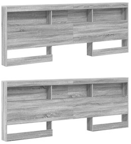 vidaXL Κρεβάτι Βιβλιοθήκης Γκρι Σοναμά 180x200 εκ. Επεξεργασμένο Ξύλο