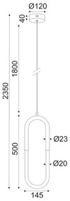 ΚΡΕΜΑΣΤΟ ΦΩΤΙΣΤΙΚΟ LED 8W 3000K 560LM VENUS ΟΡΕΙΧΑΛΚΟ ΜΕΤ/ΚΟ IP20 15Χ2,3ΧH230CM - 1.5W - 20W - ZM32LEDP15BR