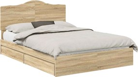 vidaXL Κρεβάτι Αποθήκης Δρύς Sonoma 140 x 190 cm Επεξεργασμένο ξύλο