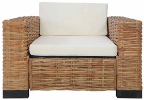 vidaXL Πολυθρόνα από Γνήσιο Ρατάν με Μαξιλάρια