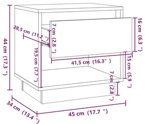 Κομοδίνα 2 τεμ. Λευκά 45 x 34 x 44 εκ. από Μοριοσανίδα - Λευκό