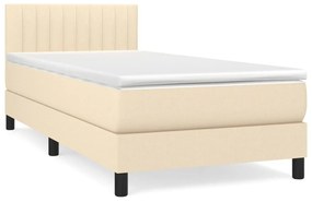 Κρεβάτι Boxspring με Στρώμα Κρεμ 90x200 εκ.Υφασμάτινο - Κρεμ