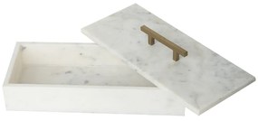 Artekko Marble Κοσμηματοθήκη Κουτί Διακοσμητικό Μάρμαρο Μέταλλο Λευκό Χρυσό (36.8x15.2x10.2)cm