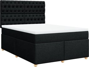 vidaXL Κρεβάτι Boxspring με Στρώμα Μαύρο 160x200 εκ. Υφασμάτινο