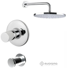 Eurorama RES PRO Μίκτης εντοιχισμού &amp; εκτροπέας περιστροφικός 3 εξόδων &amp; Κεφαλή Ντους Φ30εκ με μπράτσο τοίχου Chrome