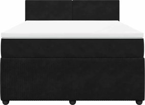 vidaXL Κρεβάτι Boxspring με Στρώμα Μαύρο 160x200 εκ. Βελούδινο